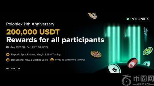 11 种赢取大奖的方式！Poloniex 11 周年庆，20 万 USDT 大奖等你来拿！