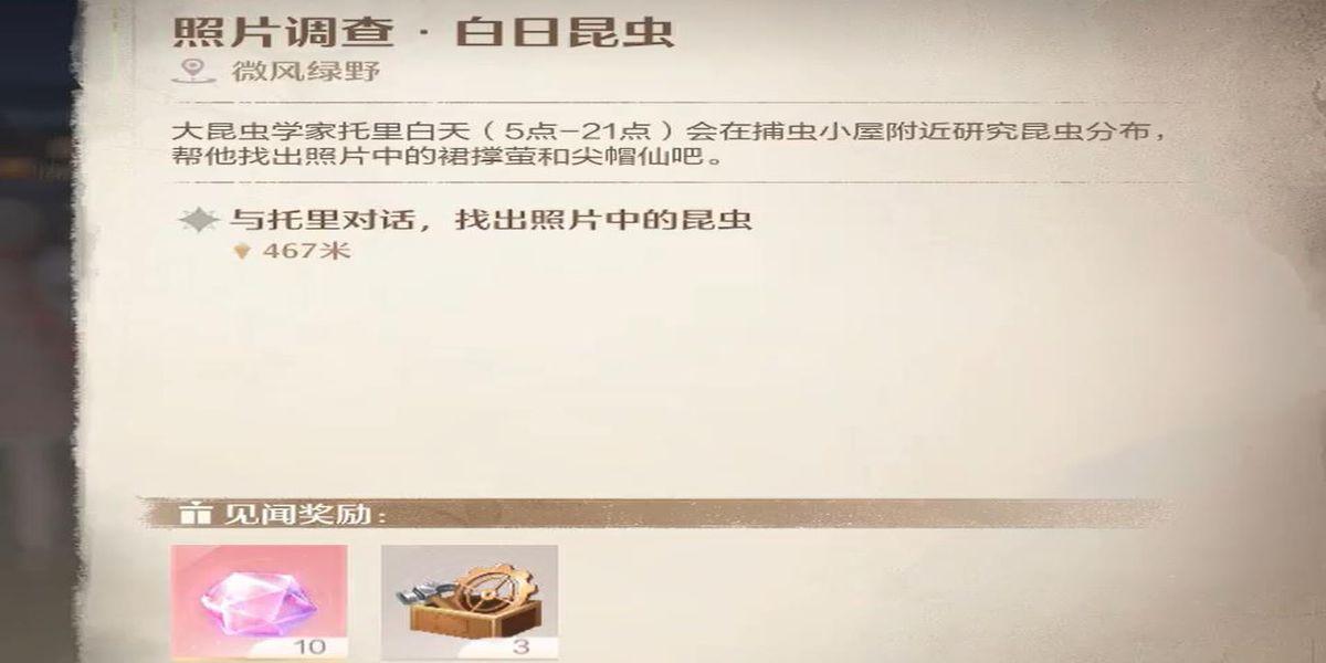 无限暖暖照片调查白日昆虫任务怎么完成