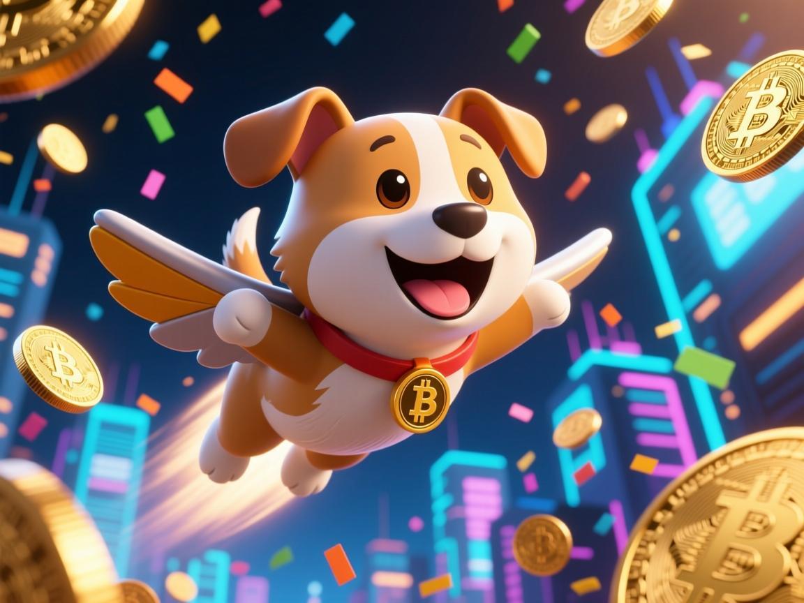 狗狗币起飞表情图，加密狂欢的视觉狂欢