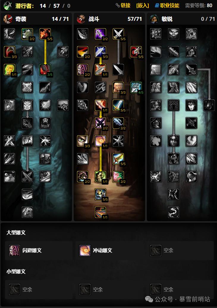 魔兽世界时光服盗贼练级天赋雕文推荐