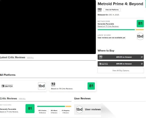 银河战士Prime4 评分解禁 M站媒体评分上升至81分