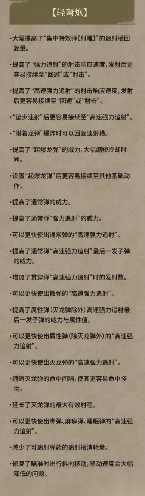 怪物猎人荒野 1.04轻弩调整解析