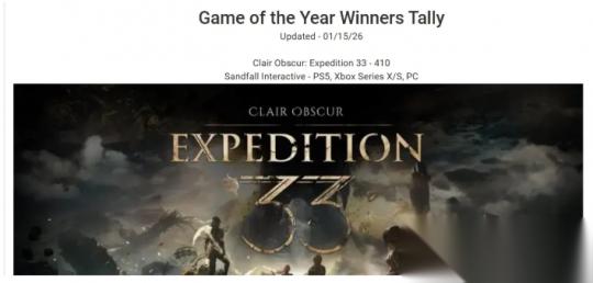 只是历史第二 光与影 33号远征队 狂揽410个年度游戏大奖