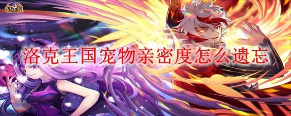 洛克王国宠物亲密度怎么遗忘