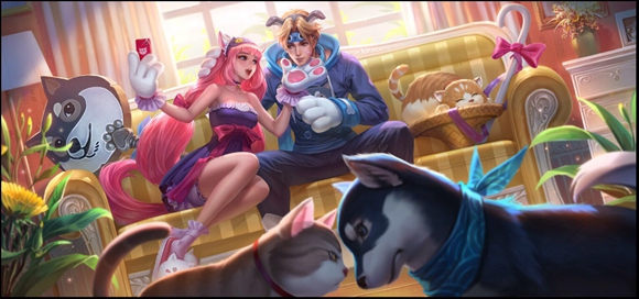 王者荣耀孙策大乔情侣皮肤猫狗日记原画曝光-这波狗粮我吃了